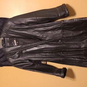 Tibor Black Genuine Leather 3/4 coat. Lined w Soft leather. Like new. Size PM